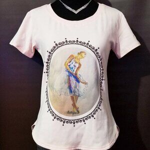 Junior Women’s Lt.Pink Euntique High-Low Scoop Neck Graphic T-Shirt Loungewear